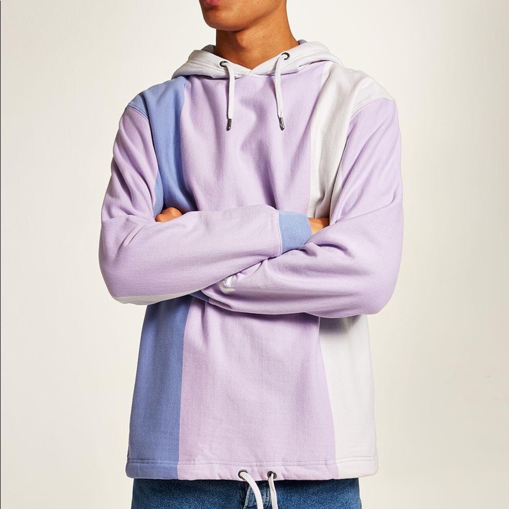 Topman Purple Colorblock Hoodie